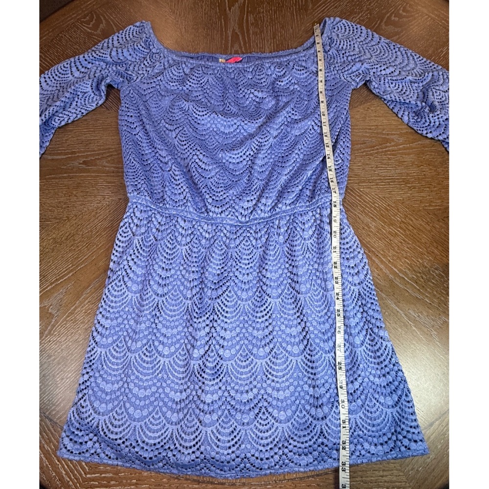 Lilly Pulitzer Lana Skort Romper Blue Lace Off Shoulder Long Sleeve Size Large - Picture 10 of 11